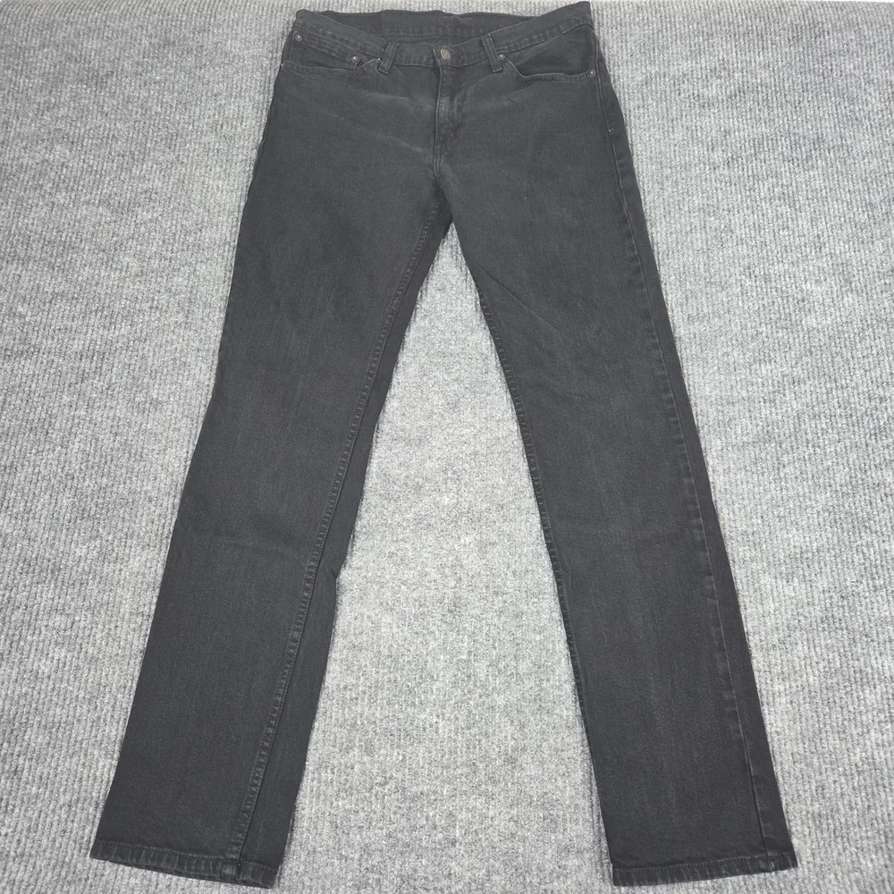 Levis 511 Slim‎ Fit Jeans Mens 34x34 Washed Black Denim Pants 04511-4406
